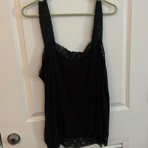 Black Halogen tank top with lace straps and trim